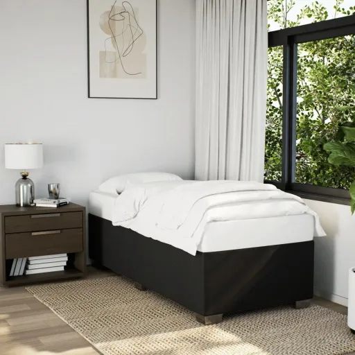 Cama com Molas/Colchão 90x190 cm Tecido Preto