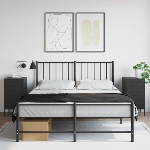 Mesas de Cabeceira   36x39x68 cm Aço Preto (2 pcs)