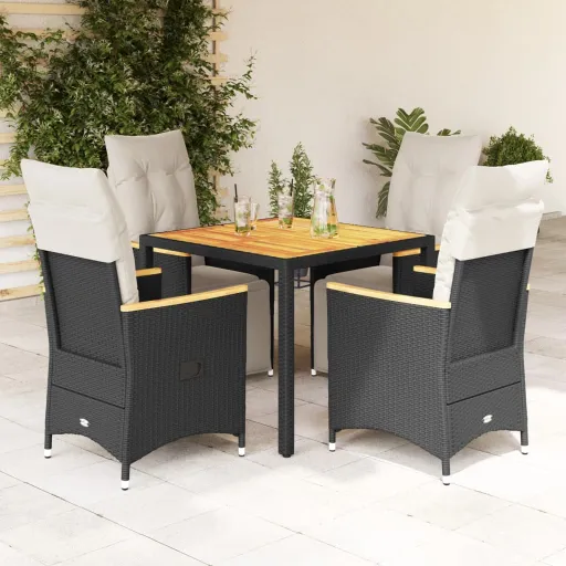 Conjunto Bistrô de Jardim c/ Almofadões Vime PE Preto (5 pcs)