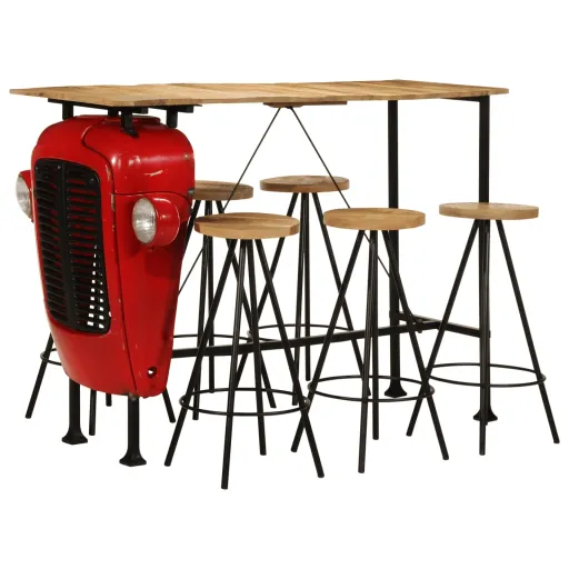 Conjunto de Bar Madeira de Mangueira Maciça (7 pcs)