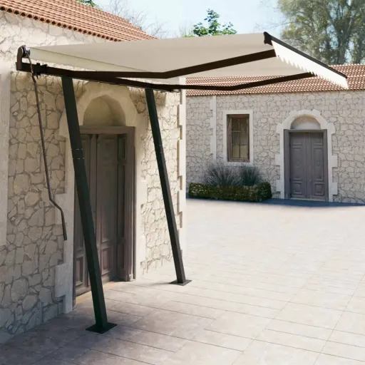 Toldo Retrátil Automático com Postes 3,5x2,5 m Cor Creme