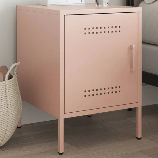 Mesa de Cabeceira 36x39x50,5 cm Aço Rosa
