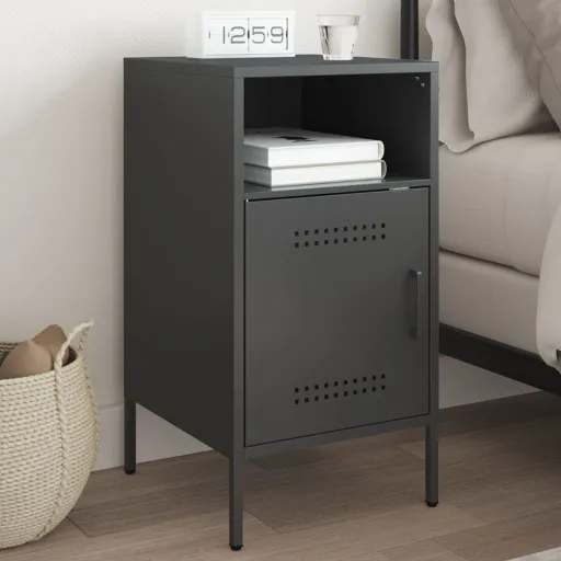 Mesa de Cabeceira 36x39x68 cm Aço Preto