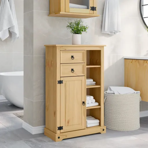 Móvel de WC Corona 70x33x110 cm Madeira de Pinho Maciça