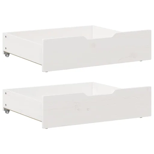 Gavetas para Cama   65x55x17 cm Pinho Maciço Branco (2 pcs)