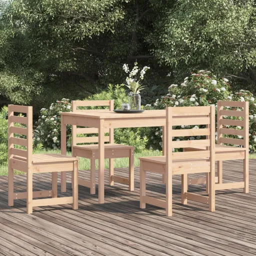 Conjunto de Jantar p/ Jardim Madeira de Pinho Maciça (5 pcs)