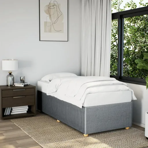 Estrutura de Cama Sem Colchão 90x190 cm Tecido Cinzento-Claro