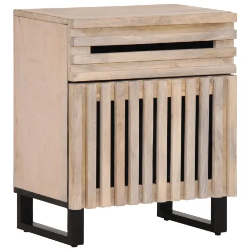 Mesa de Cabeceira 50x34x60cm Madeira de Mangueira Maciça Branco
