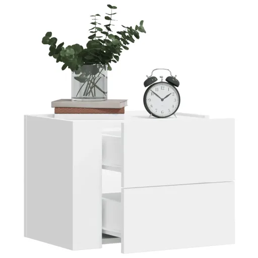 Mesas de Cabeceira de Parede   45x30x35 cm Branco (2 pcs)