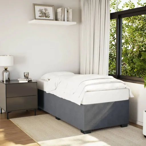 Estrutura de Cama Sem Colchão 80x200 cm Veludo Cinzento-Escuro