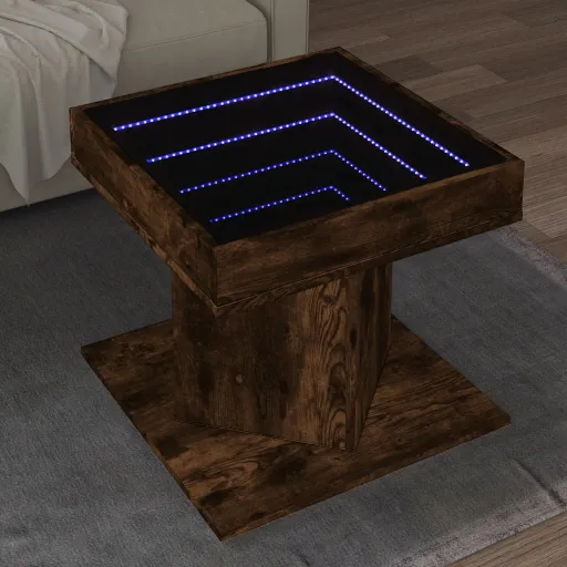 Mesa de Centro c/ LEDs 50x50x45 Madeira Processada