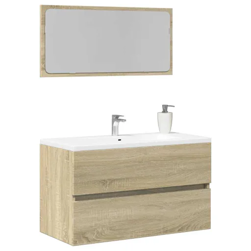 Armário de Casa de Banho com Espelho 80x38,5x45 cm Cor Sonoma