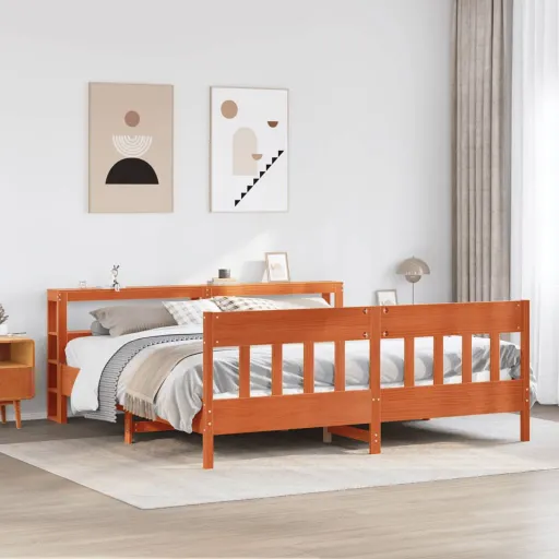 Cama Sem Colchão 180x200 cm Pinho Maciço Castanho-Mel