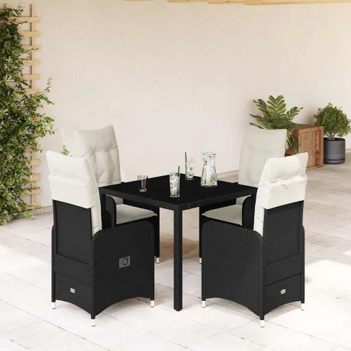 Conjunto Bistrô de Jardim c/ Almofadões Vime PE Preto (5 pcs)