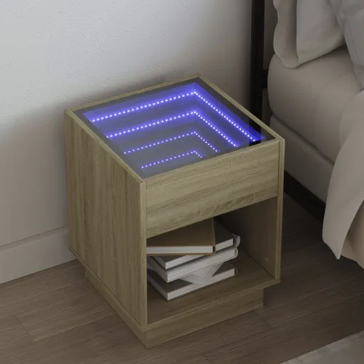 Mesa de Cabeceira c/ LED Infinity 40x40x50 cm Carvalho Sonoma