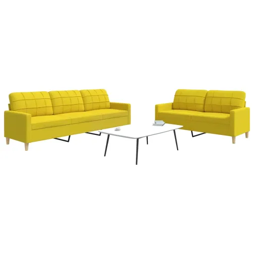 Conjunto de Sofás Tecido Amarelo-Claro (2 pcs)