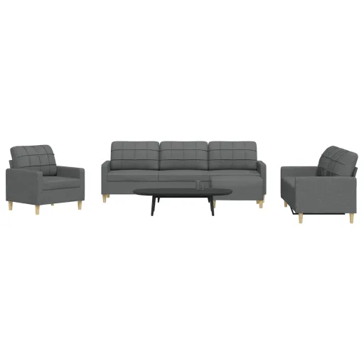 Conjunto de Sofás com Apoio de Pés Tecido Cinzento-Escuro (4 pcs)