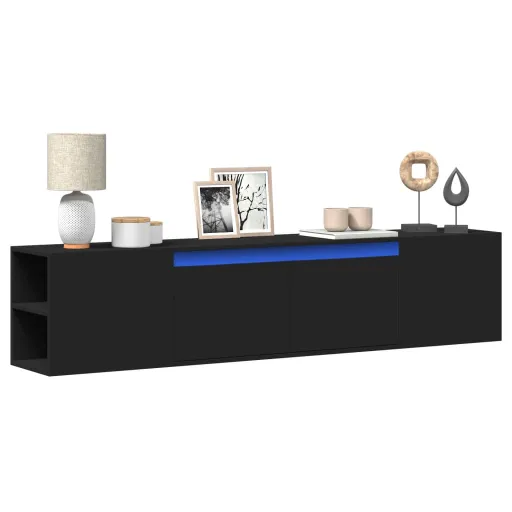 Móvel de Parede para TV com Luzes LED 180x31x39,5 cm Preto
