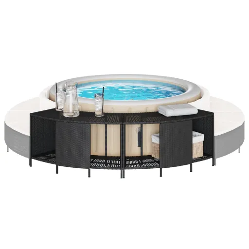 Prateleiras p/ Banheira de Hidromassagem   Vime PE Preto (2 pcs)