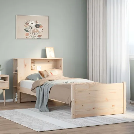 Cama com Estante Sem Colchão 75x190 cm Pinho Maciço