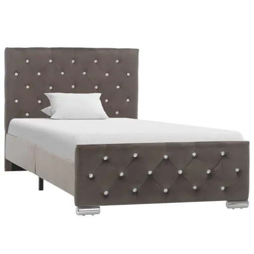 Estrutura de Cama 90x200 cm Veludo Cinzento