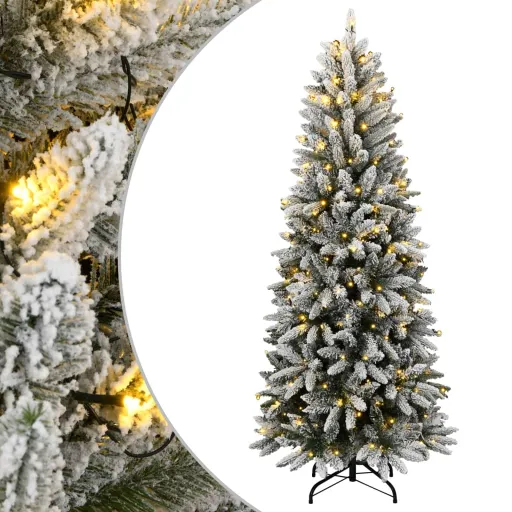 Árvore de Natal Artificial com 150 Luzes LED e Neve 150 cm