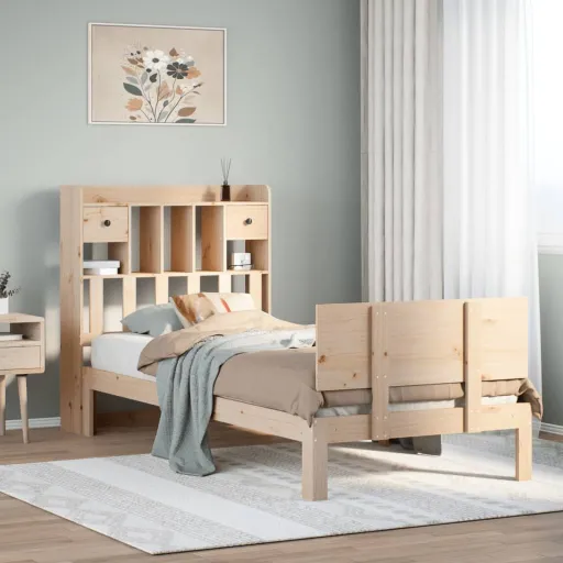 Cama com Estante Sem Colchão 90x190 cm Pinho Maciço