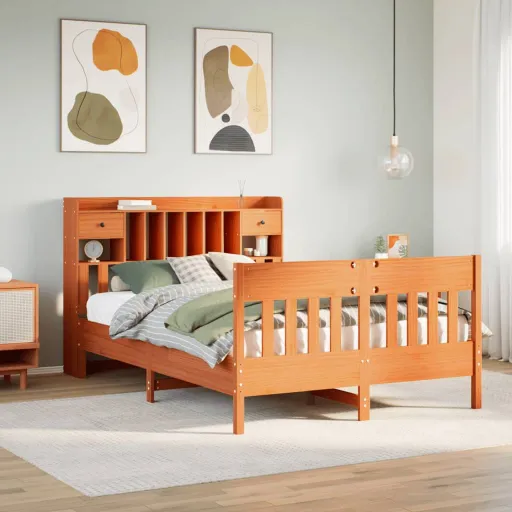 Cama Sem Colchão 160x200 cm Madeira Pinho Maciço Castanho-Mel
