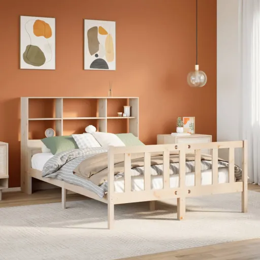 Cama com Estante Sem Colchão 160x200 cm Pinho Maciço