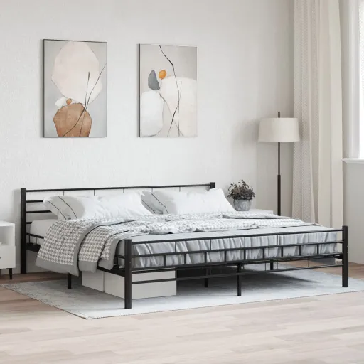 Estrutura de Cama 200x200 cm Aço Preto