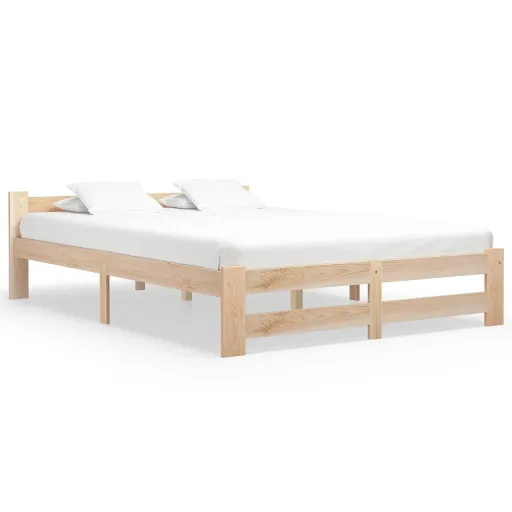 Estrutura de Cama 140x200 cm Madeira Pinho Maciço