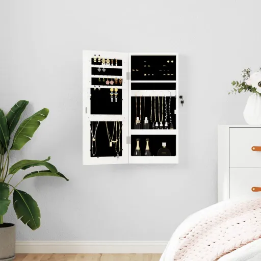 Móvel para Joias de Parede Espelhado 30x8,5x67 cm Branco