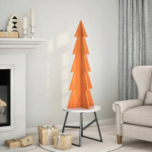 Árvore de Natal Decorativa 112 cm Pinho Maciço Castanho-Mel