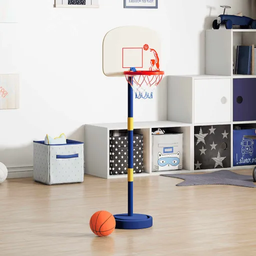 Suporte Basquetebol c/ Bola e Bomba Altura Ajustável 90/121 cm