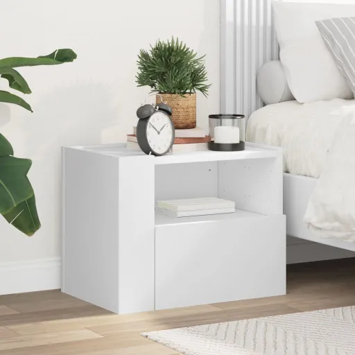 Mesa de Cabeceira de Parede 45x30x35 cm Branco