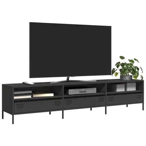 Móvel de TV 202x39x43,5 cm Aço Laminado a Frio Preto