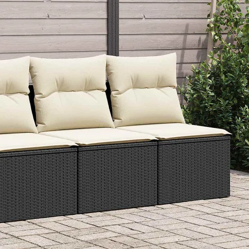 Conjunto Sofás Jardim c/ Almofadões Vime PE/Acácia Preto (2 pcs)