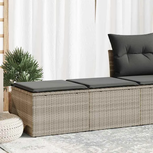 Conjunto Sofás de Jardim c/ Almofadões Acácia e Vime PE (2 pcs)