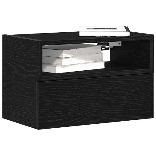 Mesas de Cabeceira de Parede   45x26x28,5 cm Preto (2 pcs)