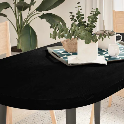 Tampo de Mesa 120x60x4 cm Carvalho Maciça Oval Castanho-Escuro