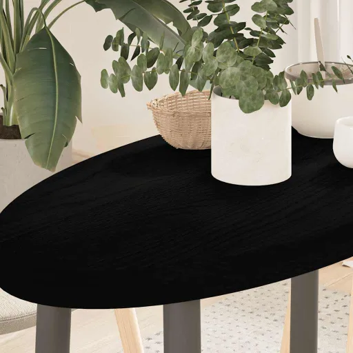 Tampo de Mesa 80x40x4 cm Carvalho Maciça Oval Castanho-Escuro