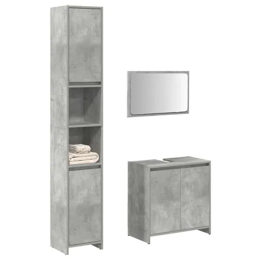 Conj. Móveis Casa Banho Derivados Madeira Cinza Cimento (3 pcs)