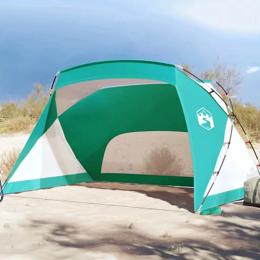Tenda de Praia 274x178x170/148 cm Poliéster 185T Verde-Mar