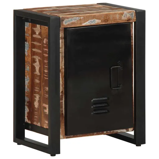 Mesa de Cabeceira Multicor 40x30x51cm Madeira Maciça Recuperada