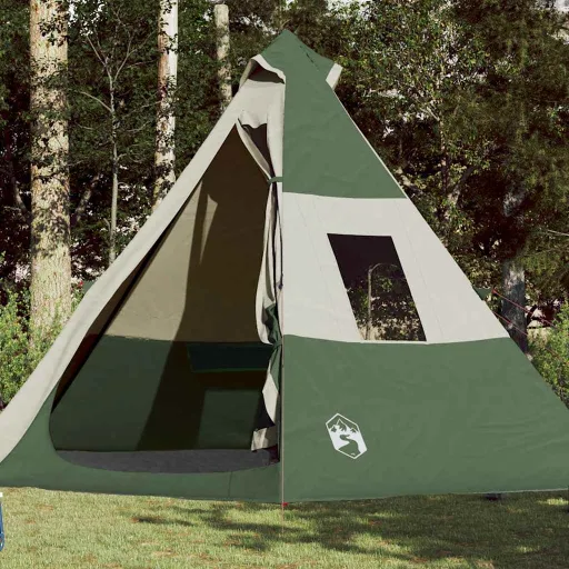 Tenda de Campismo Tipi para 7 Pessoas Impermeável Verde