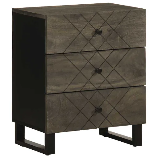 Mesa de Cabeceira Preto 50x33x62 cm Madeira de Mangueira Maciça