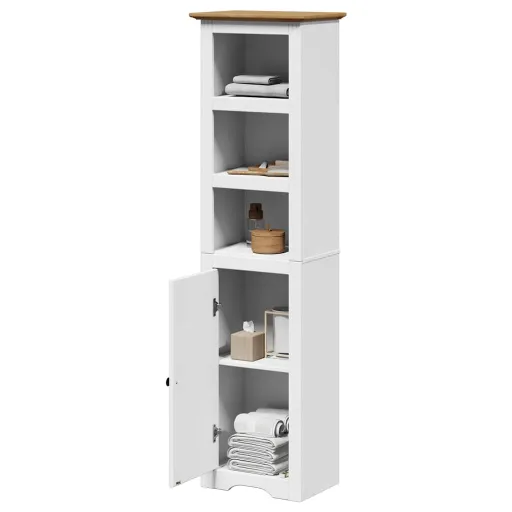 Armário de Casa de Banho BODO 44x30x160 cm Branco e Castanho