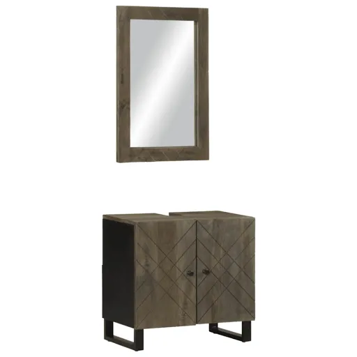 Conjunto Mobiliário Casa Banho   Madeira Maciça Preto Manga (2 pcs)