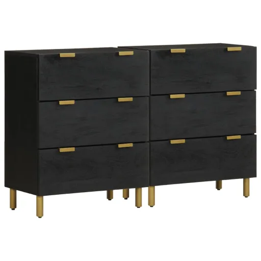 Aparadores   60x33x75 cm Derivados de Madeira Preto (2 pcs)