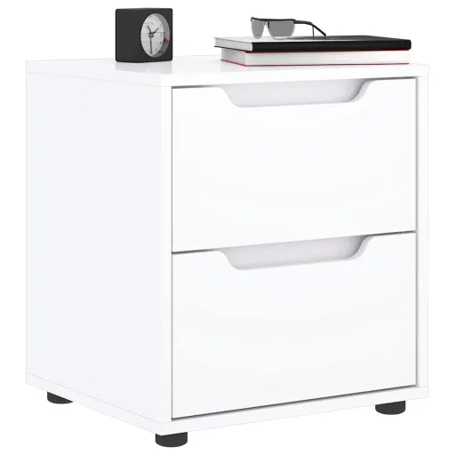 Mesa de Cabeceira VISNES Derivados de Madeira Branco 45x40x50cm